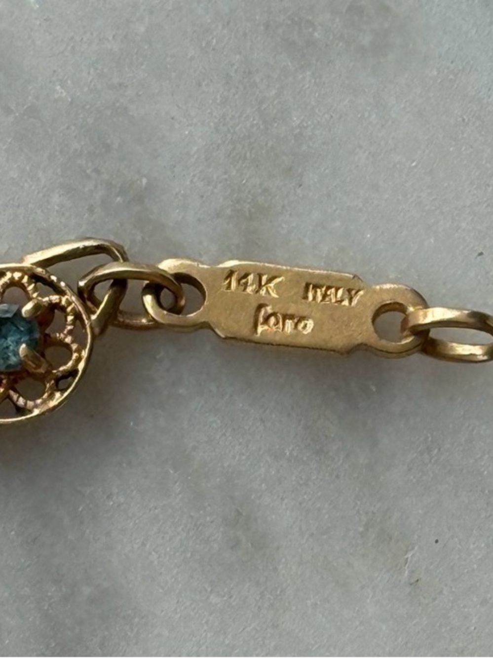 Vintage 14k Gold filigree and aquamarine bracelet - Picture 2 of 6